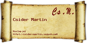 Csider Martin névjegykártya